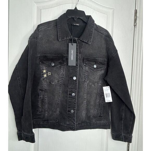 Driftwood Jackets & Blazers - Driftwood Star Studded Denim Jacket Celestial Embroidered Faded Black Small